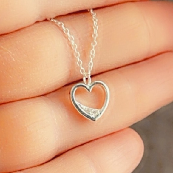 Sterling Silver CZ Heart Necklace - Picture 6 of 11